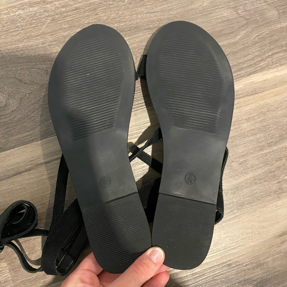 Pretty Little Things Basic Black Leather Sandal - image 3